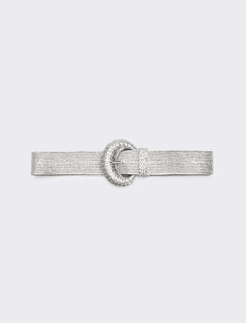 Cintura donna elastica con fibbia rivestita - Argento