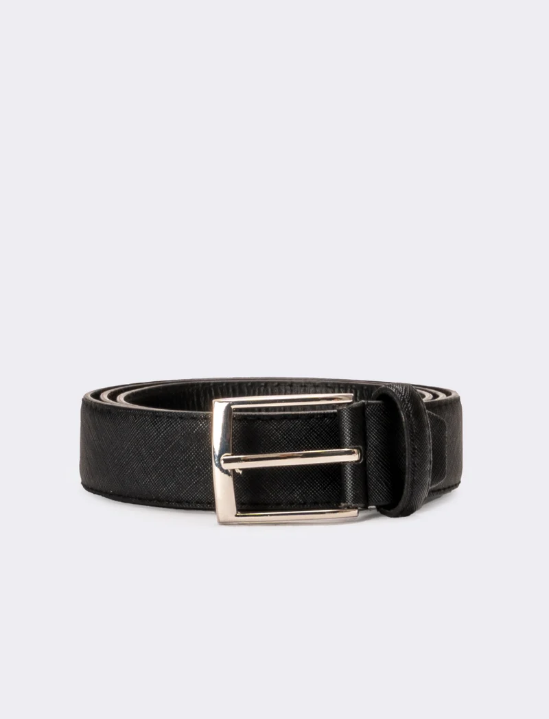 Cintura uomo in saffiano opaco - Nero