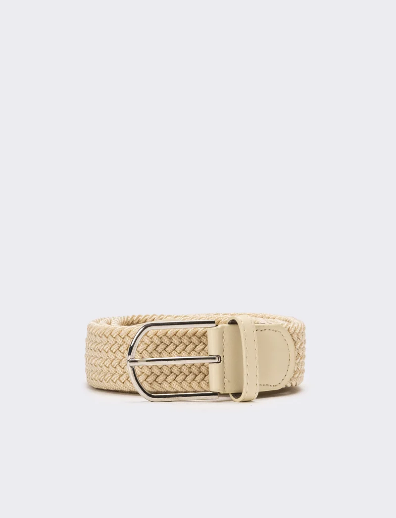 Cintura elastica intrecciata uomo - Beige