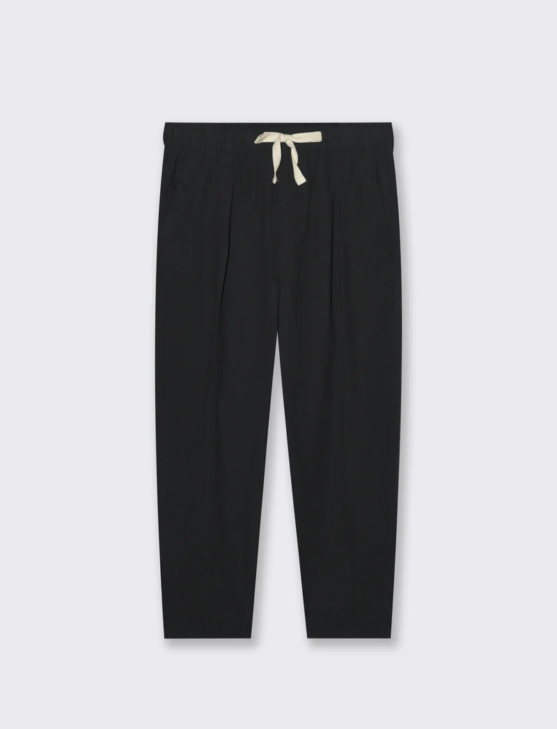 Pantaloni jogger in tessuto misto lino da uomo - Nero
