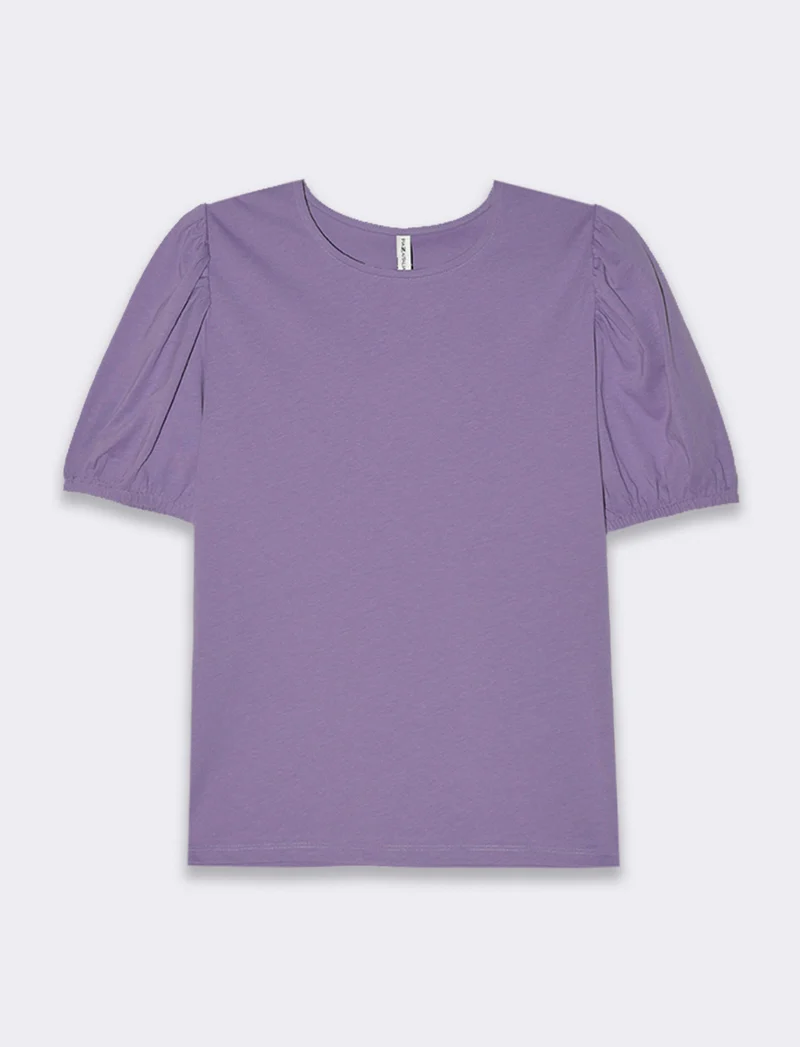 T-shirt con manica a sbuffo da donna - Lilla pervinca