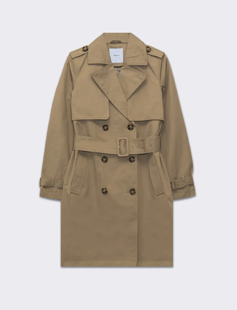 Trench con cintura da donna - Beige fieno