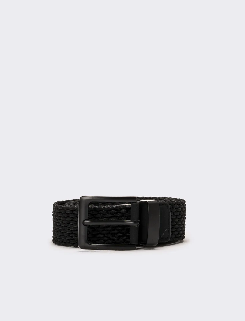 Cintura uomo elastica intrecciata - Nero