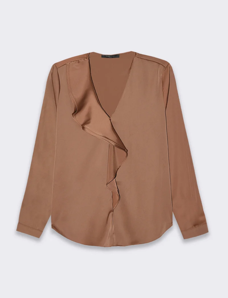 Casacca con rouches - Marrone tabacco