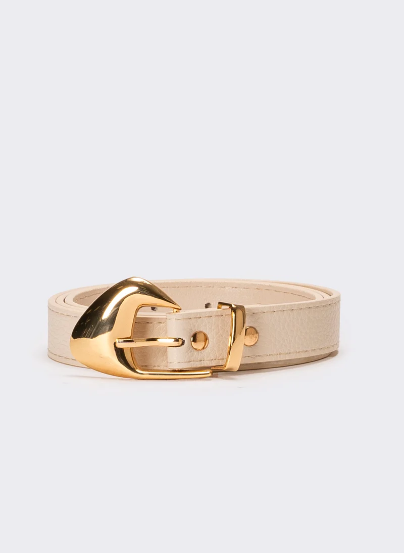 Cintura donna con fibbia con punta - Beige