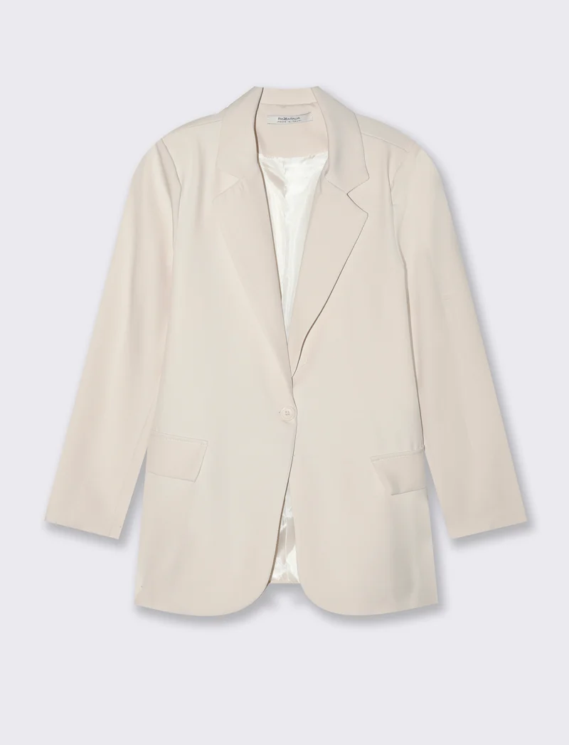 Blazer donna con collo revers e tasche - Bianco gesso