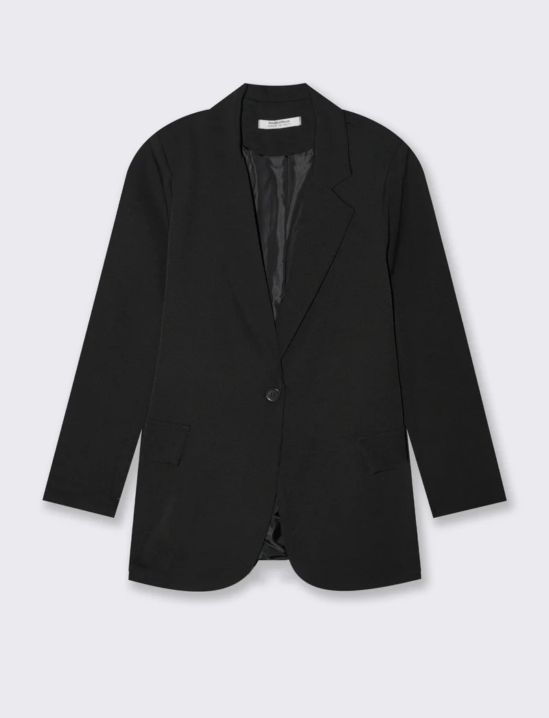 Blazer donna con collo revers e tasche - Nero