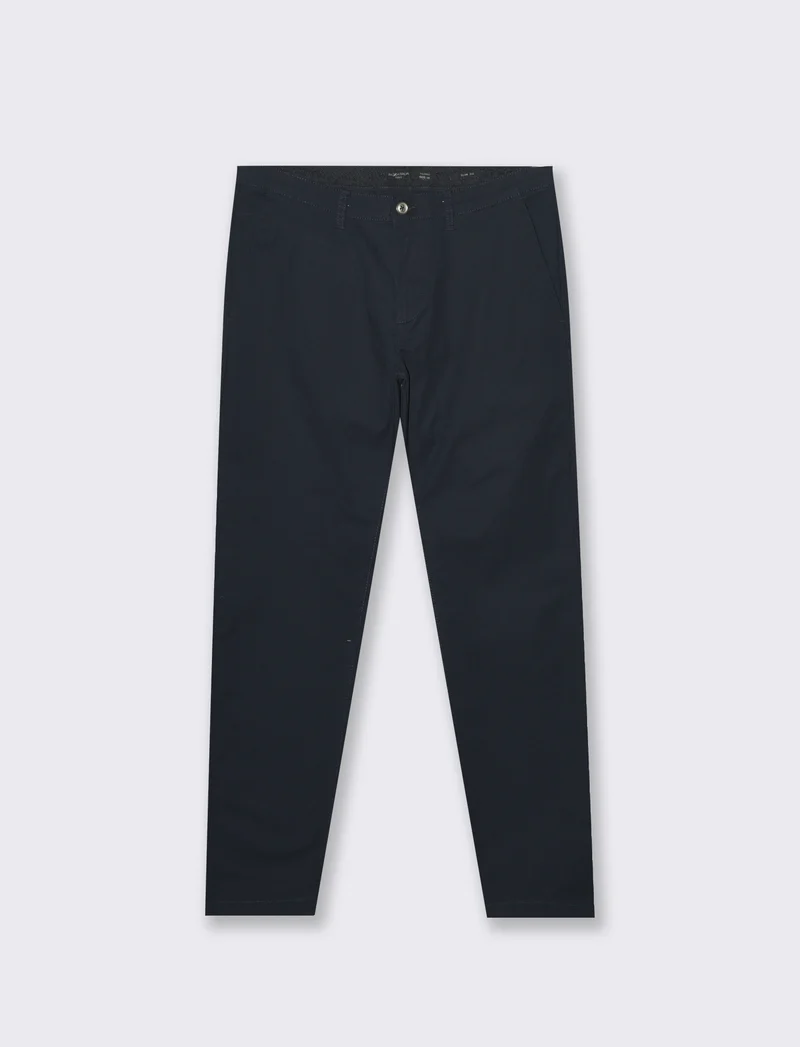 Pantaloni chino slim fit tessuto operato da uomo - Blu