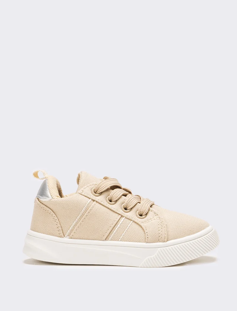Sneakers da bambina in canvas - Beige
