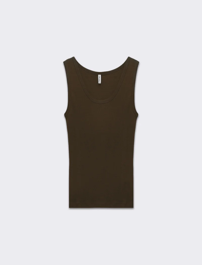 Top canottiera basico da donna - Marrone tabacco
