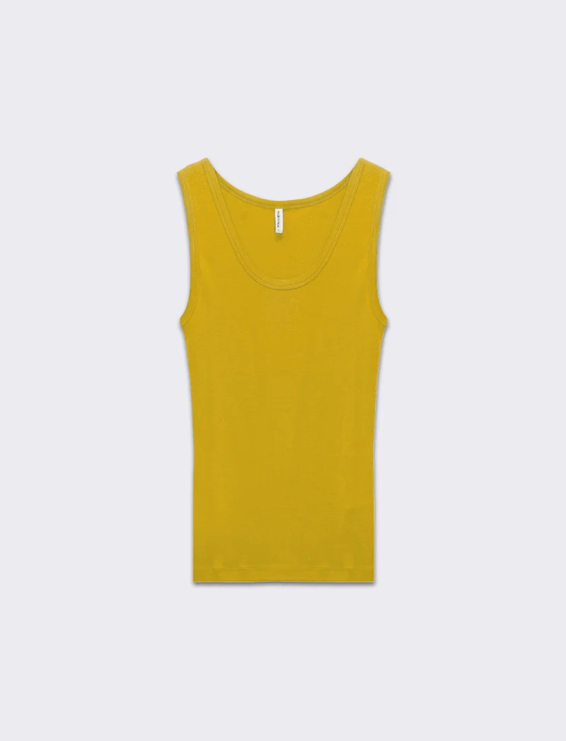 Top canottiera basico da donna - Giallo