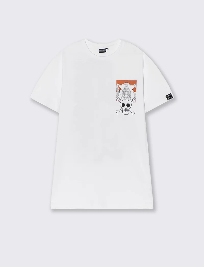 T-shirt stampa one piece da uomo - Bianco