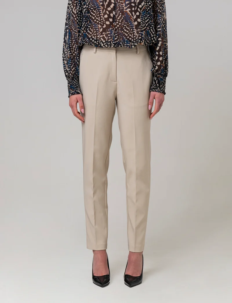 Pantalone skinny con elastico in vita da donna - Beige