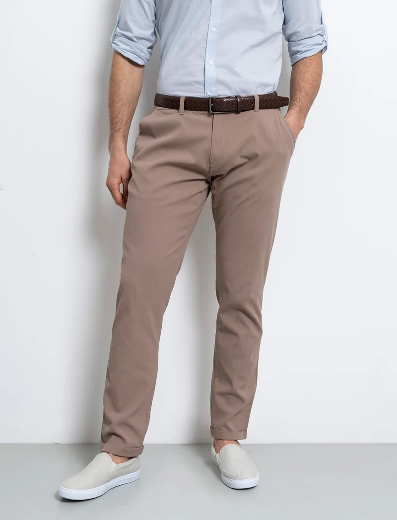 Pantaloni chino struttura ottoman da uomo - Grigio tortora