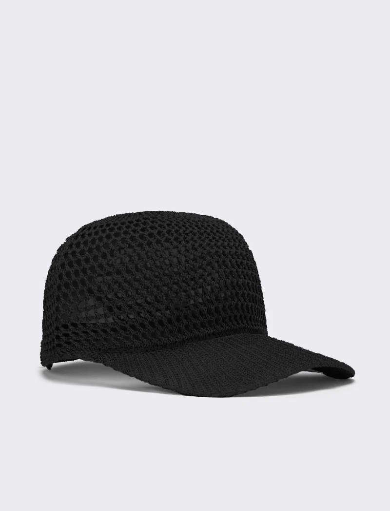 Cappello donna baseball effetto uncinetto con lurex - Nero