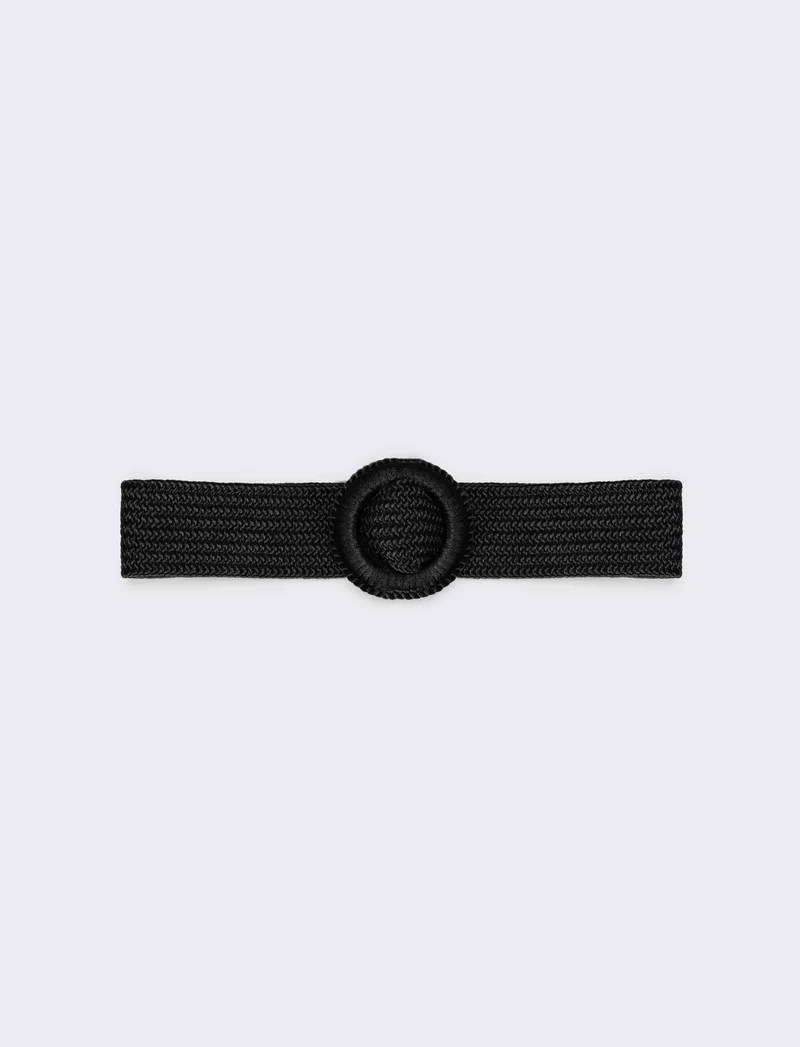 Cintura donna elastica intrecciata lucida - Nero