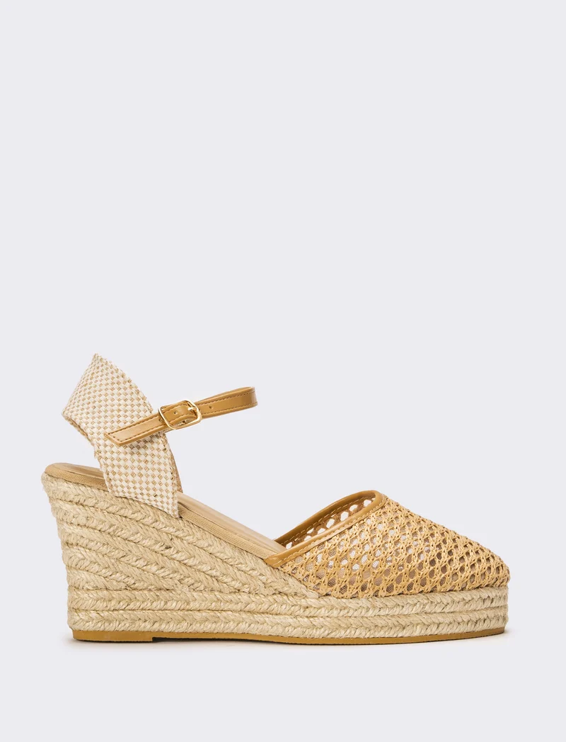Sandalo Espadrillas in rete da donna - Cammello