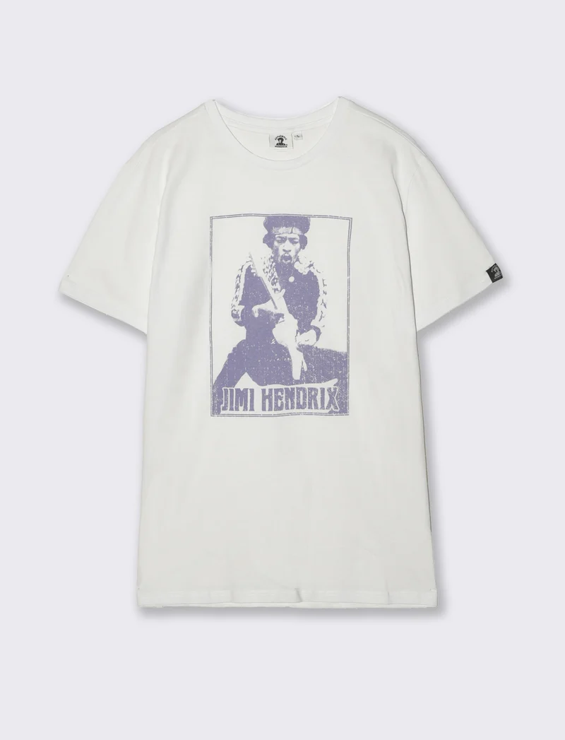 T-shirt stampa jimi hendrix da uomo - Bianco