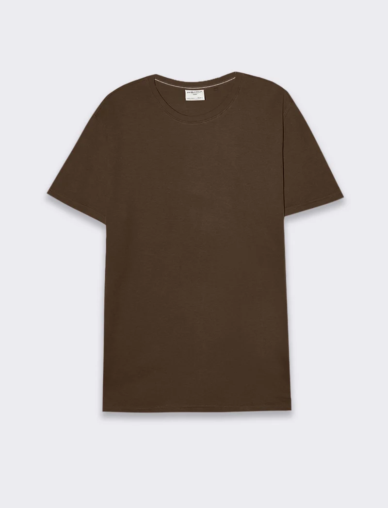 T-shirt in cotone struttura jacquard da uomo - Moro
