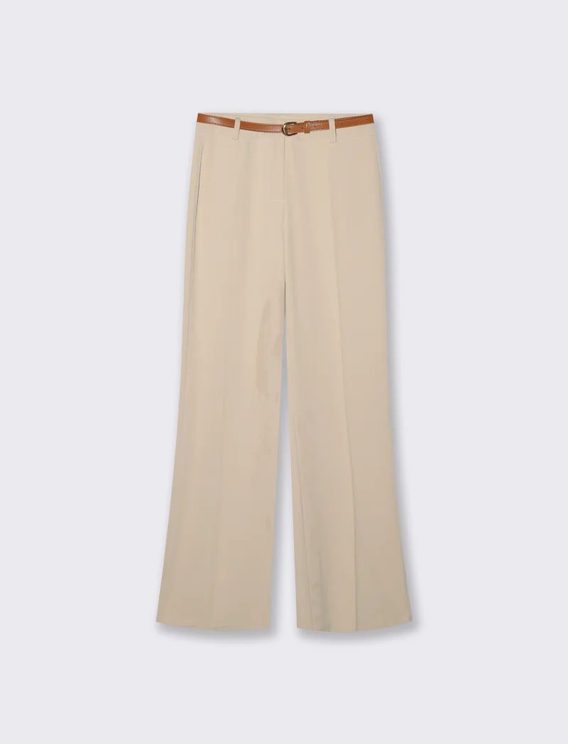 Pantalone palazzo con cintura - Bianco burro