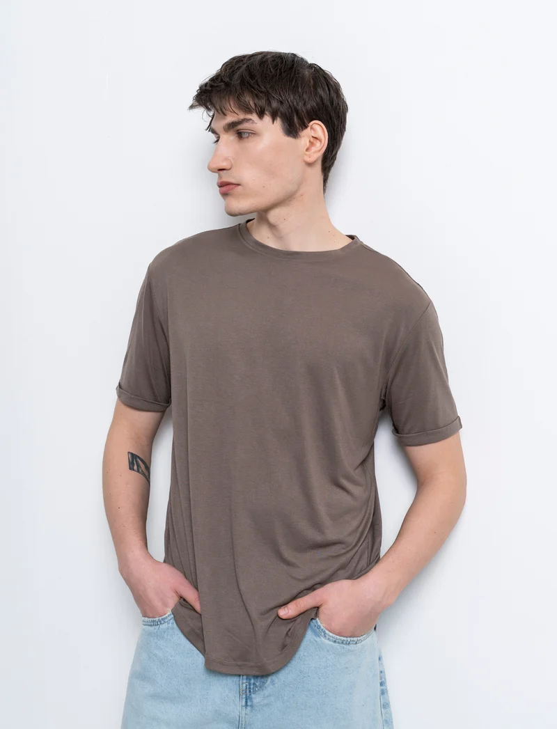T-shirt loose fit da uomo - Grigio fango