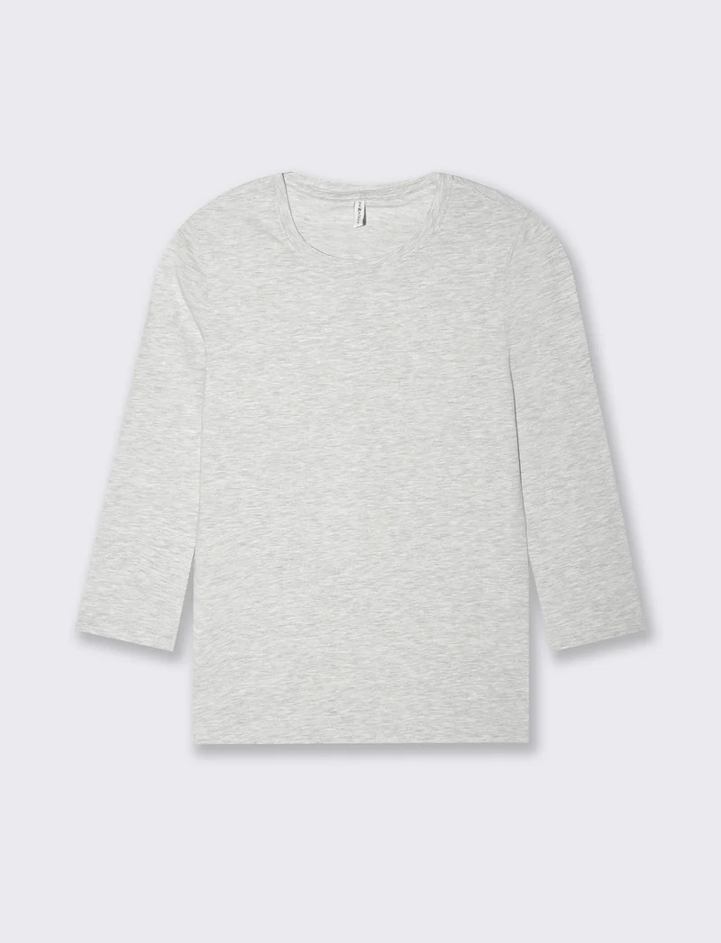 T-shirt basica manica lunga da donna - Grigio chiaro