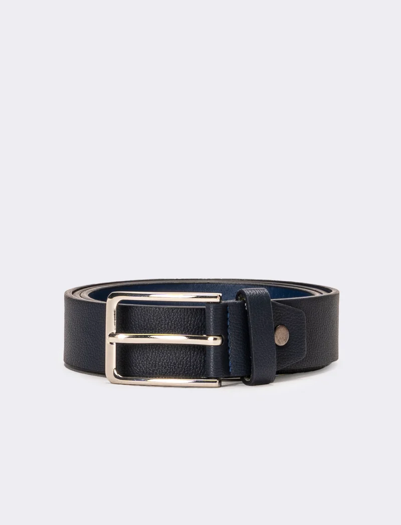 Cintura uomo liscia fibbia 3,5 cm - Blu