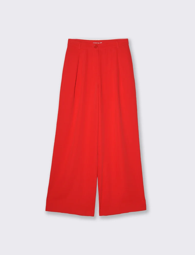 Pantalone gamba dritta da donna - Rosso