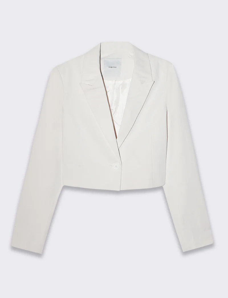 Blazer crop da donna - Bianco panna