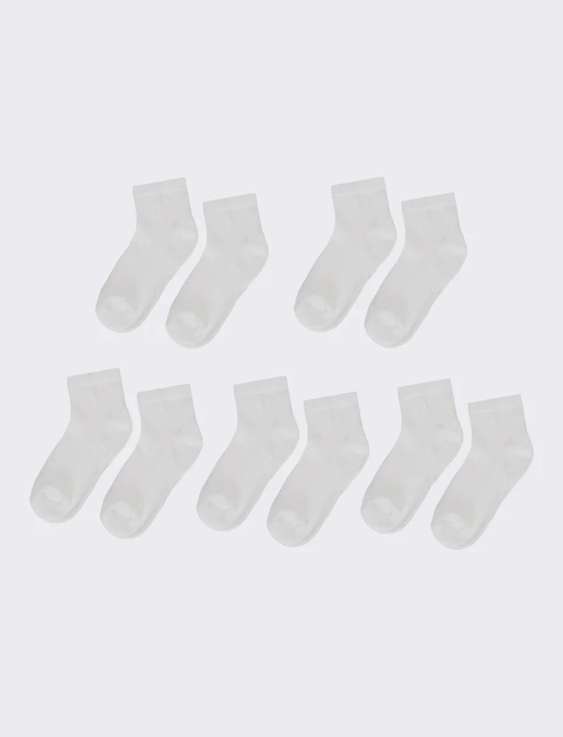 Calzini donna 5 paia con rib - Bianco