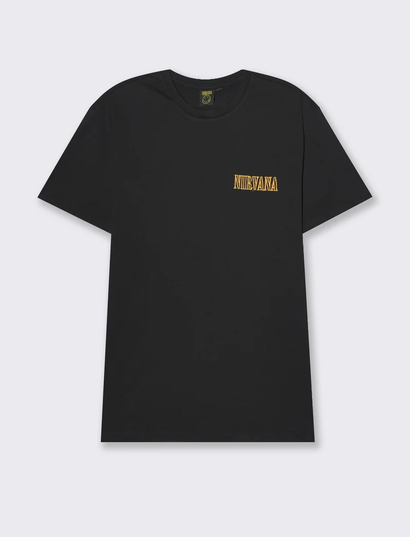 T-shirt stampa nirvana da uomo - Nero