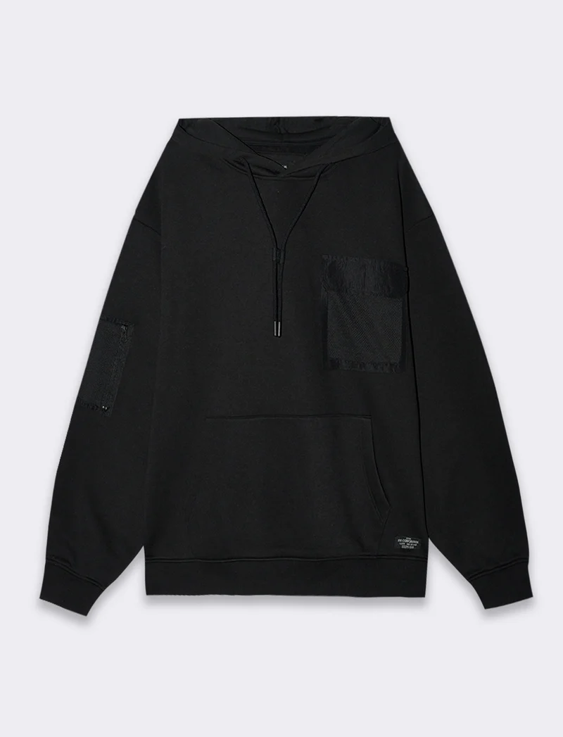 Felpa con stampe e cappuccio da uomo - Nero