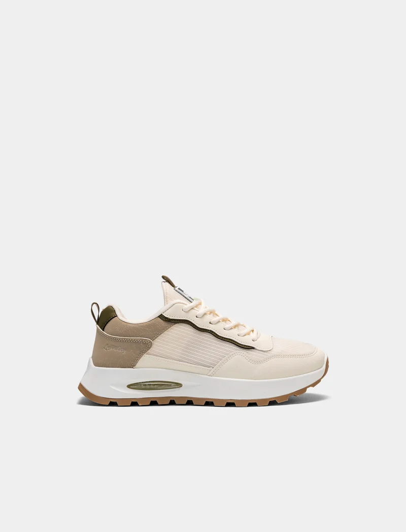 Sneakers con materiali combinati da uomo - Beige