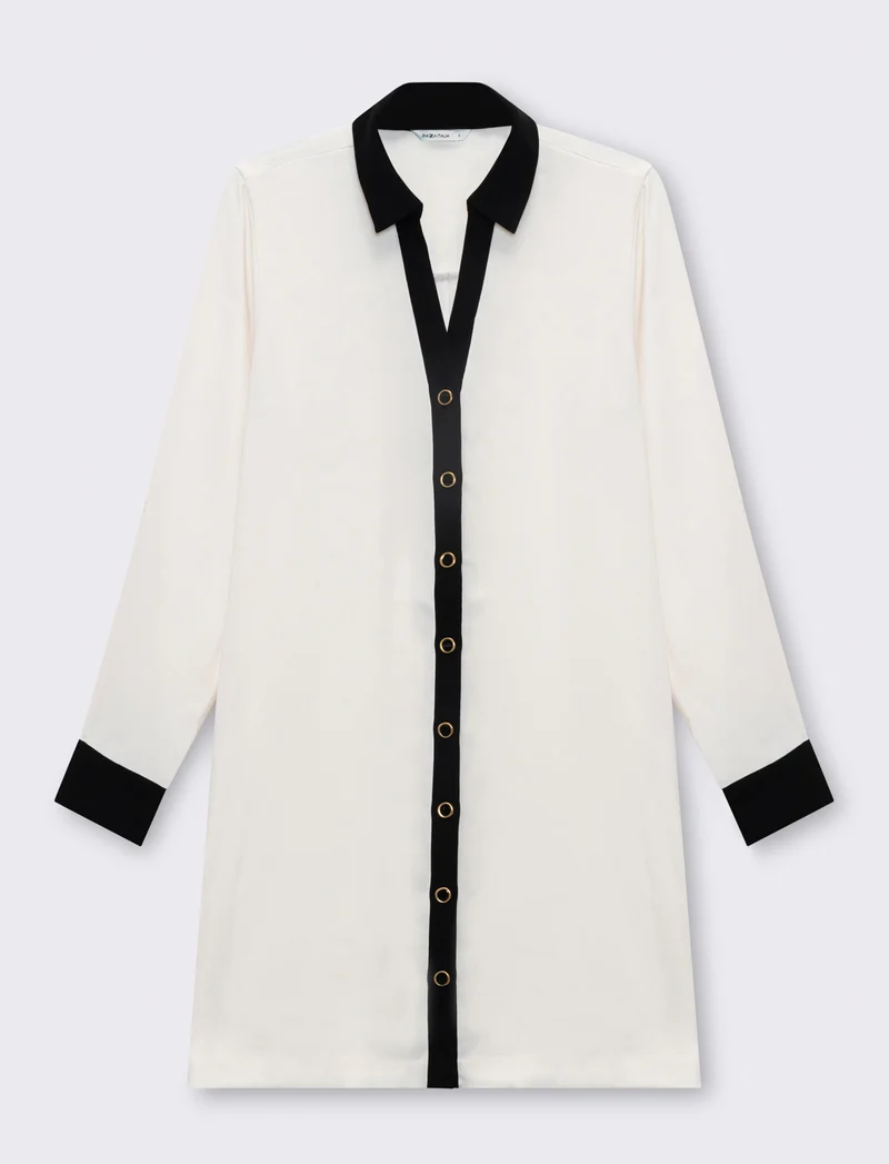 Vestito chemisier corto da donna - Avorio