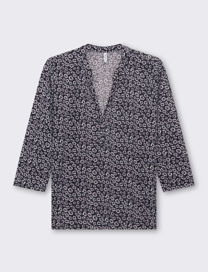 T-shirt con collo alla coreana da donna - var 1