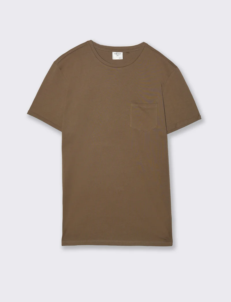 T-shirt basic con tasca da uomo - Grigio fango
