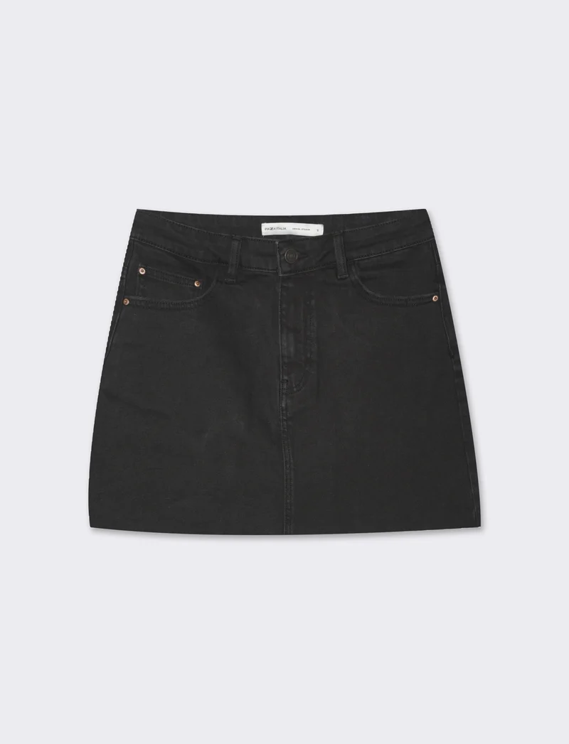 Gonna corta in denim da donna - Nero