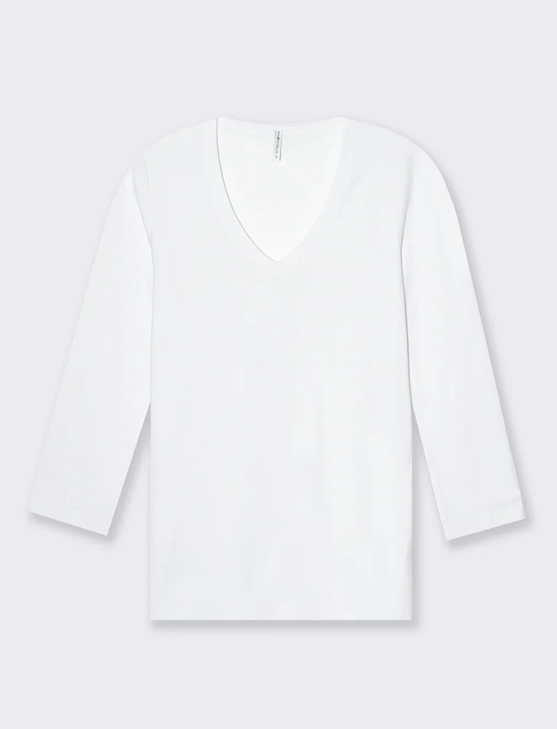 T-shirt basica scollo a v da donna - Bianco