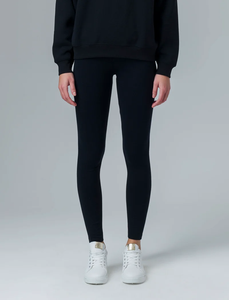 Leggins basico vita alta da donna - Nero