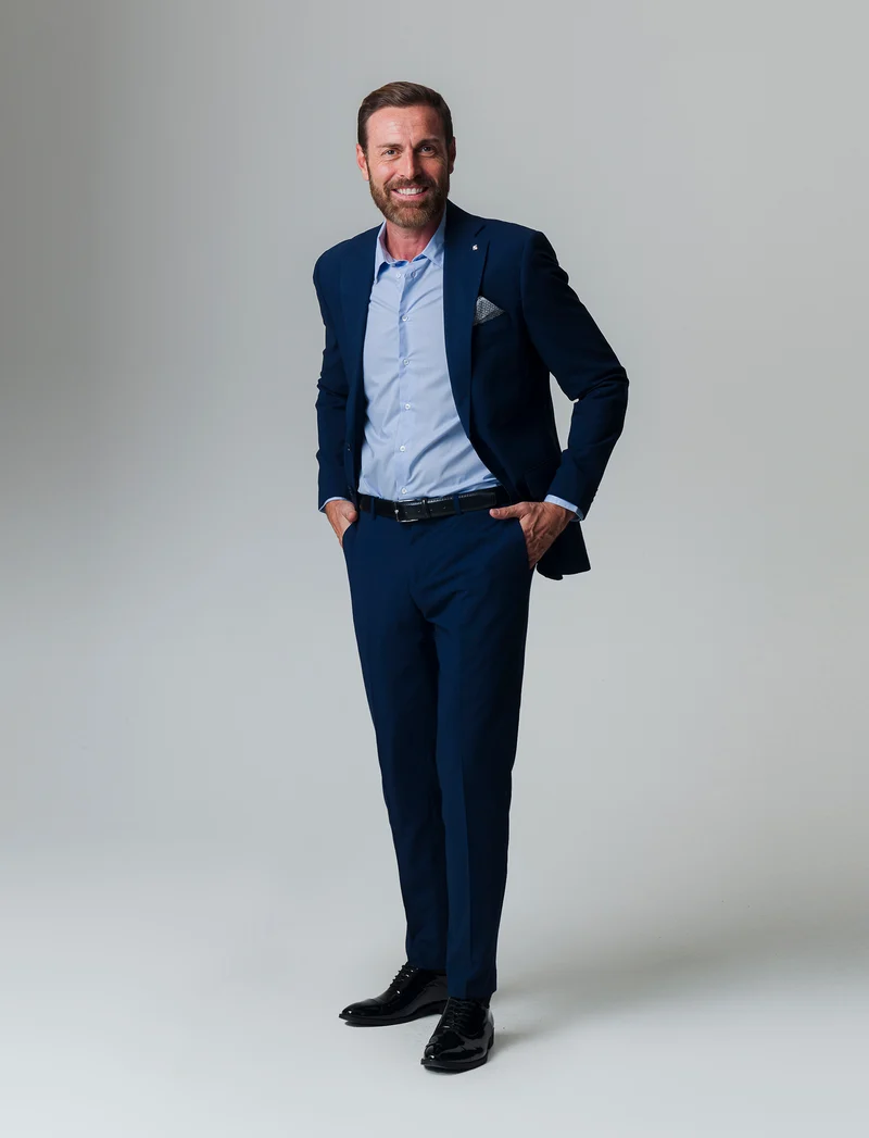 Pantaloni da completo formal fit da uomo - Blu
