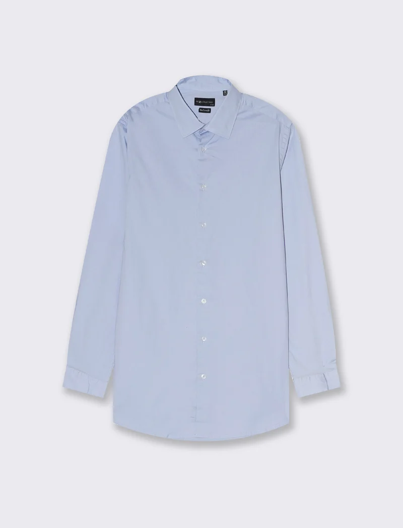 Camicia in popeline elasticizzata slim fit da uomo - Celeste