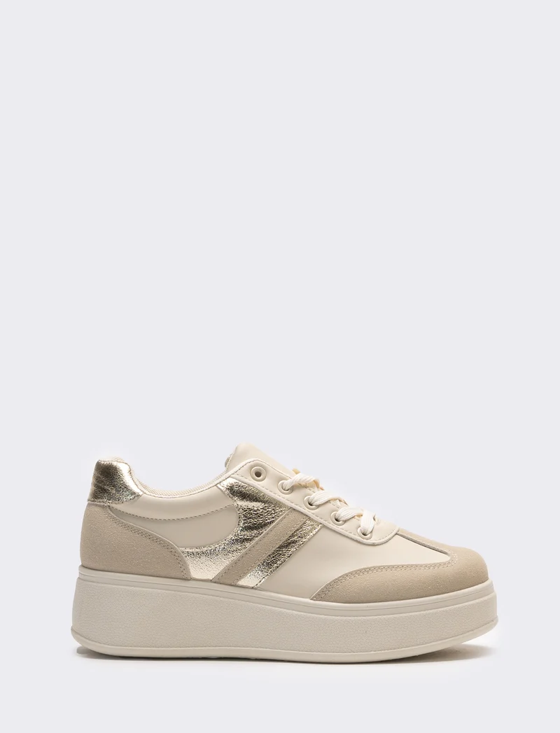 Sneakers da donna con elementi combinati - Beige