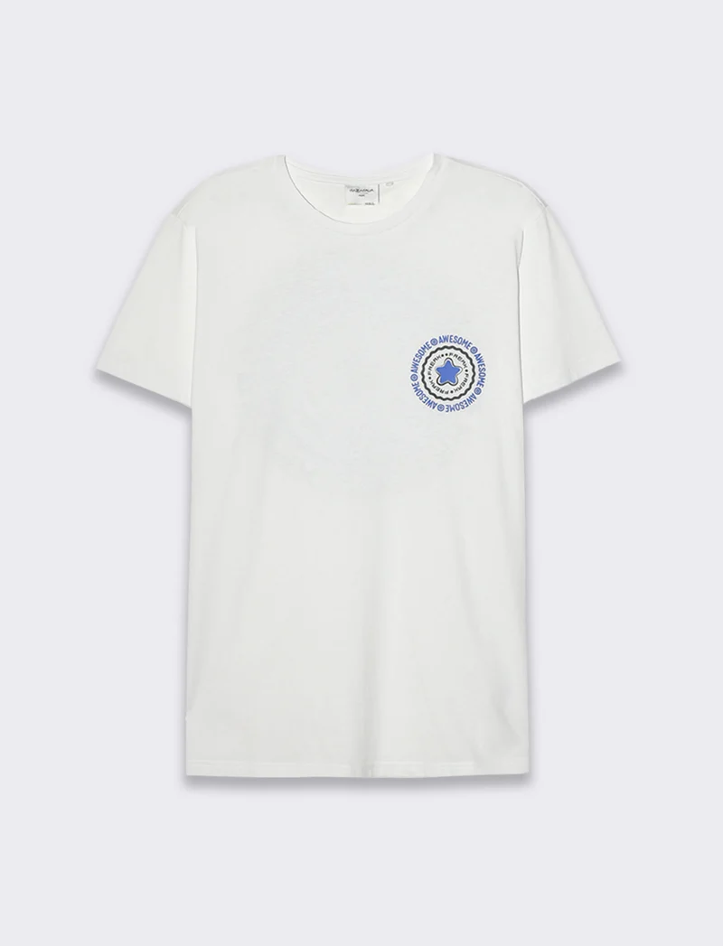 T-shirt in cotone con stampe regular fit da uomo - Bianco