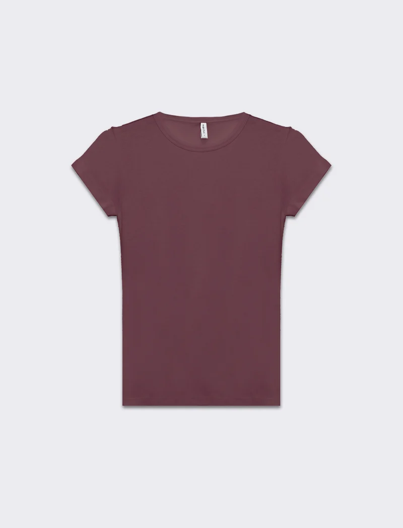 T-shirt basica manica corta da donna - Rosa cipolla