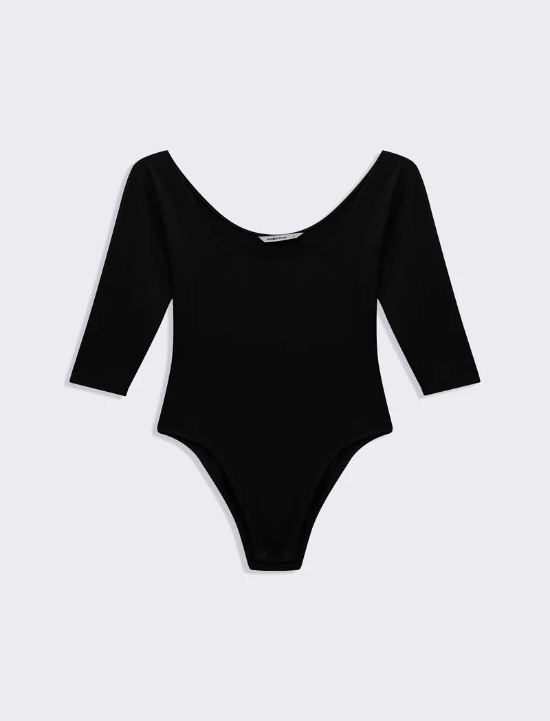 Body mezzamanica da donna - Nero