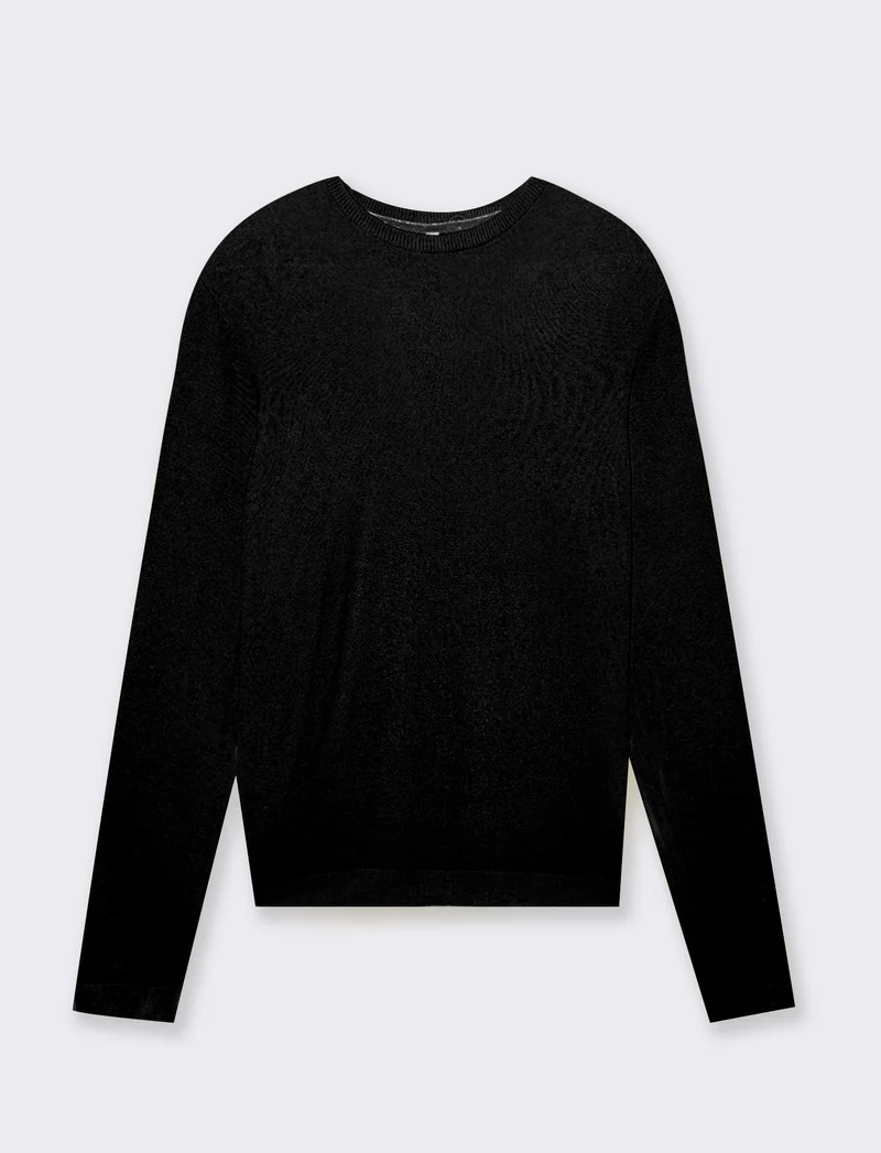 Maglia basica giro collo da donna - Nero