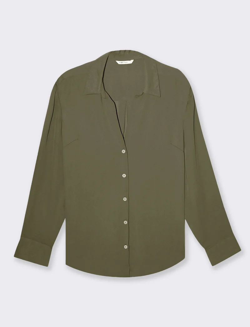 Camicia con spacchi sui fianchi da donna - Verde militare