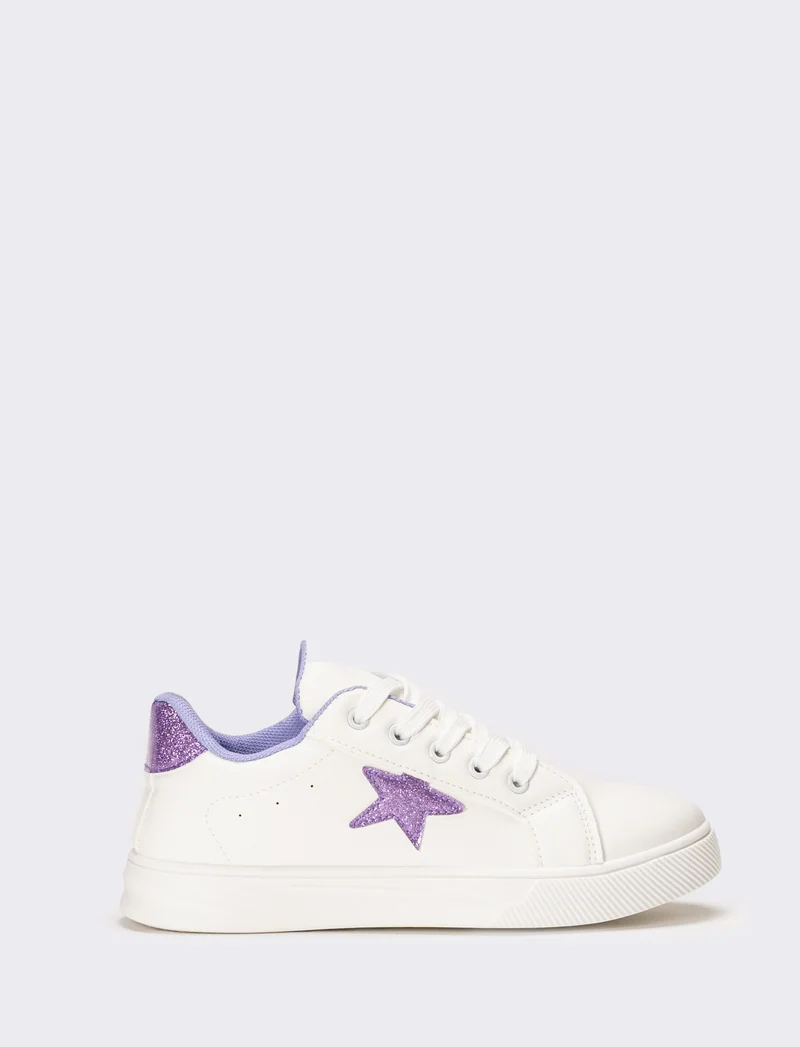 Sneakers da bambina con stella - Bianco
