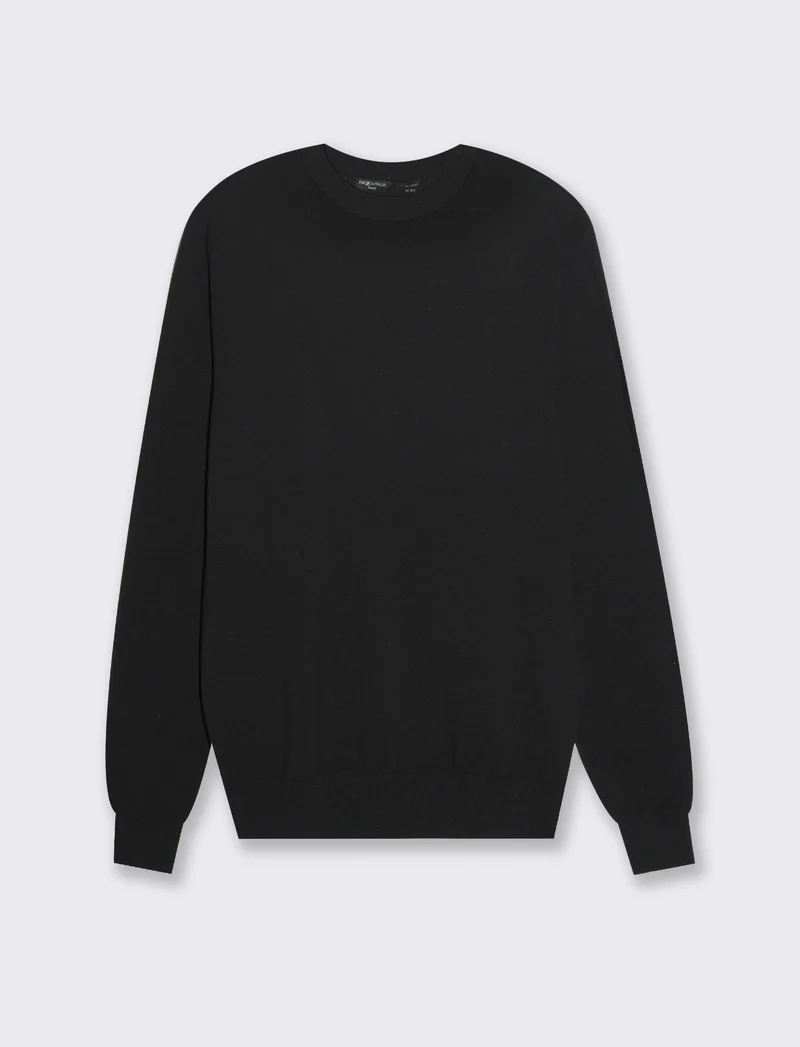Maglia basic in filato premium da uomo - Nero