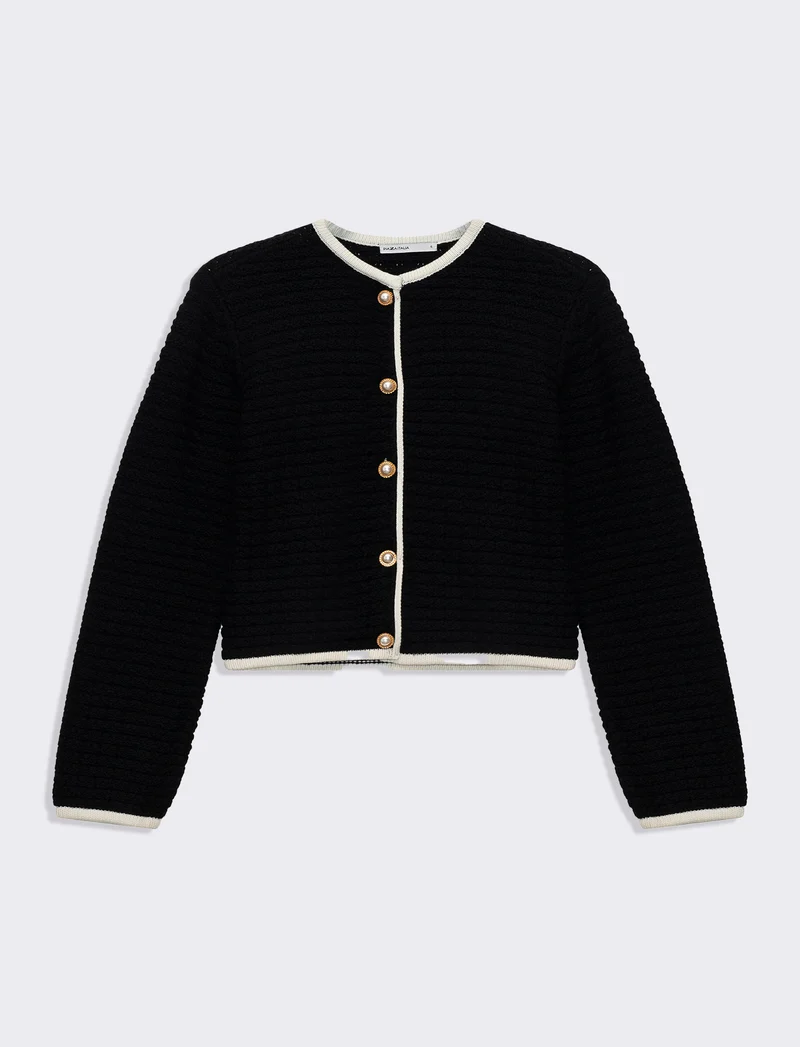 Cardigan manica lunga da donna - Nero